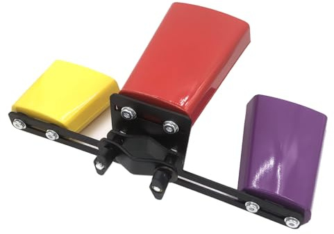TUOREN Kuhglocke für Schlagzeug, dreifarbig, Kuhglocken, hoch, mittel, tief, Töne, Jam Block, Rot, Gelb, Lila, Percussion, Cowbell aus Metall, montierbar, Schlagzeugblock, Instrumentenzubehör