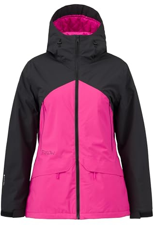 Flylow Women's Sarah Jacket - Insulated Waterproof Breathable Ski & Snowboard Coat - Black/Dragonfruit - Small