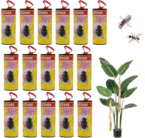 LYPER Pièges à mouches à suspendre, bandes en papier mouches, rubans adhésifs pour intérieur et extérieur, attrape-mouches pour mites, insectes volants, utilisé dans la maison, la cuisine, le taureau