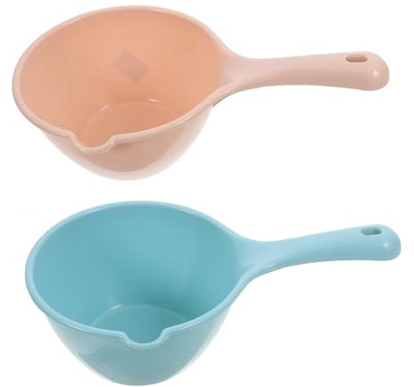 HOLIDYOYO Cucharón De Plástico Para Agua 2 Unidades Tamaño Grande Con Mango Cómodo Azul y Caqui Utensilio Multipropósito Para Cocina, Baño, Jardín y Ducha
