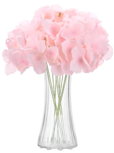 sourcing map Lot de 10 fleurs d'hortensia artificielles de 40,6 cm en soie au toucher réaliste pour la maison, la cuisine, les fêtes, la décoration de mariage, rose