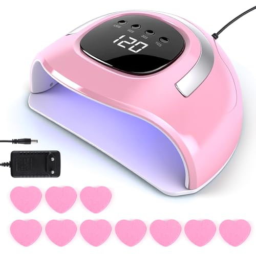 LED UV Nail Lamp, ANGNYA 162W Fast Curing UV Light Nail Dryer with 4 Timers & Auto Sensor for Gel Polish/Builder/Glue Gels Fingernail and Toenail Home & Salon Use (Pink)