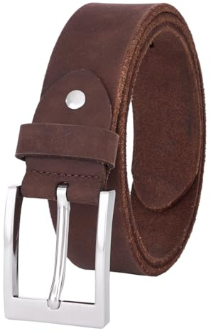 BELTER läderbälte av äkta läder herrbälte 38 mm läder jeansbälte med presentförpackning, Braun-a, Taille 40W-43W=Länge 125cm