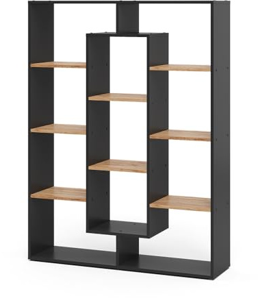 Vicco Raumteiler, Anthrazit/Goldkraft Eiche, 107.2 x 143 cm, zur Raumtrennung und flexiblen Aufbewahrung einsetzbar