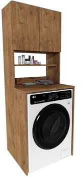 CraftPAK Waschmaschinenumbauschrank 66 cm | mit 2 Türen | Waschmaschinenschrank | Umbauschrank | B66 x H180 x T62 cm | Gewicht 29,50 kg | Braun