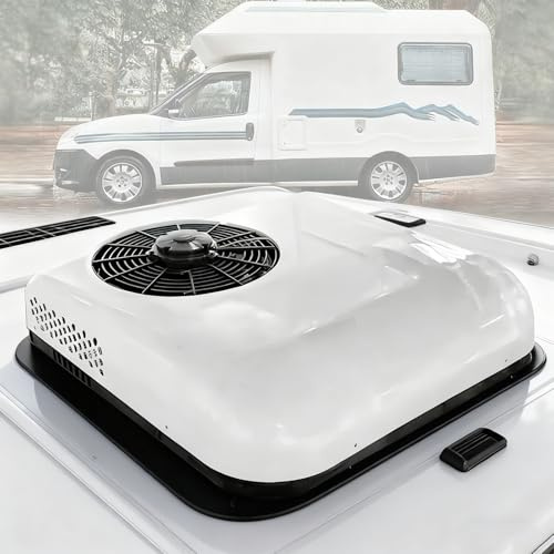 Climatiseur de toit pour camping-car 12V/24V, unité de refroidissement DC universelle basse hauteur de 2200W pour camion, caravane, camping-car, remorque, bateau - Fonctionnement ultra-sile white 24V