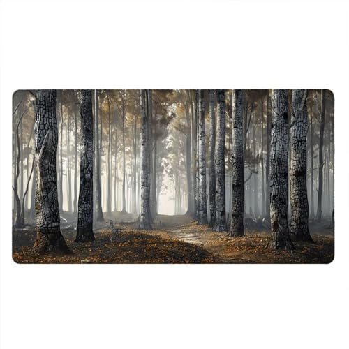 Tappetino Mouse Gaming XXL, 1800x900x3mm Grande Tappetino Scrivania Cuciti Base in Gomma, Mouse Pad Impermeabile Antiscivolo, PC Desktop Ufficio, Migliora Precisione Velocità (Bosco Autunno) xR7-753