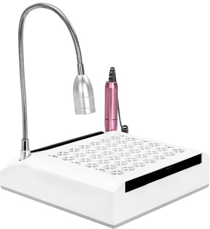 ZHDPYHDD 4-in-1 Nagelfräser mit Absaugung und LED-Licht | 4-in-1 Nagelfräser mit Staubabsaugung, 360° LED-Licht, Handauflage, 6 Schleifköpfe, für Maniküre & Pediküre