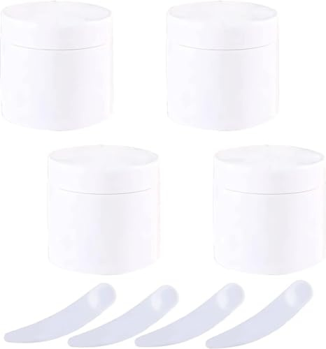 kosmetikburk, Paket med 4, tomma vita 100 g plastburkar for kosmetika skruvlock, innerfoder, ml behållare for lotionskräm