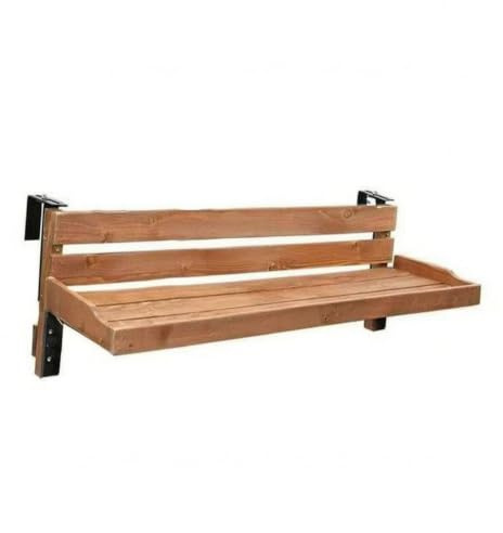 Fonowx Fioriera da Balcone Sospesa Mensola da Ringhiera Ripiano Pieghevole Tavolo Appeso Legno E Ferro Staffe Adattabili 3cm-11cm Superficie Stabile Adatta a, 120cm, Colore Legno