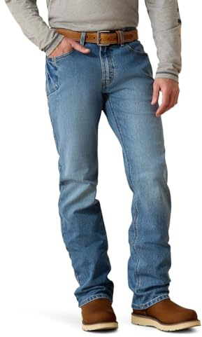 Ariat Men's M4 Rebar Low Rise Boot Cut Stretch Jean, Blue Haze, 36X34