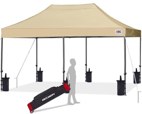 ABCCANOPY Pop Up Gazebo with Detachable Awning, Commercial Market stall, Bonus Upgraded Roller Bag, 4 Weight Bags, Stakes and Ropes