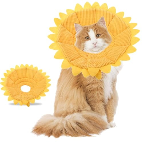 Schutzkragen Halskrause Pet Recovery E Collar Baumwolle Sunflower Collar Neck Cone Kegelkragen Pet Protective Collar für Hund und Katze (20-23cm)