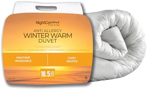Night Comfort Couette d'hiver Simple 16,5 tog Facile d'entretien - Ultra Douillette, hypoallergénique et Chaude - en Duvet d'oie - 200 x 135 cm - Blanc
