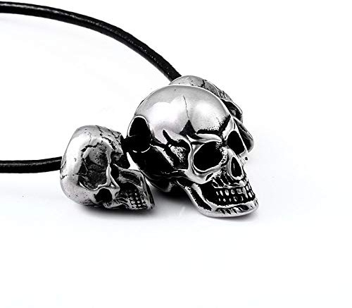 BlackAmazement 316L Edelstahl Anhänger Halskette Totenkopf Schädel Skull Silber schwarz Biker Herren