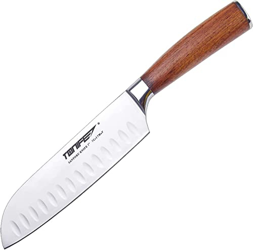 TONIFE Coltelli da Cucina Professionali Lunghezza Lama 17.8cm/7'' con Manico Ergonomico Palissandro, Coltello da Chef Affilato in Acciaio Inossidabile, Ideale per la Cucina Domestica e Il Ristorante