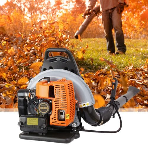 Benzin Laubsauger 63CC Laubpuster Benzin Laubbläser mit kraftvollem 2-Takt Motor schnell von Laub und Unrat