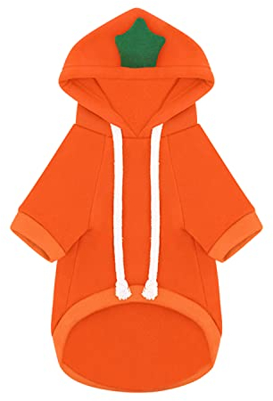 Petalum Hundemantel Hund Hoodie Warm Hundepulli Haustier Kapuzenpullis für Kleine Mittelgroße Hunde warm Hundebekleidung Karotte XS