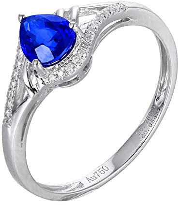 Epinki Echt Gold Pärchen Ringe Weiß Gold 18K 750 Frauen, Saphir Partnerringe Blau 0.75ct 3 Klaue Freundschaftsringe Weißgold Au750 mit Diamant, Gr.49 (15.6)