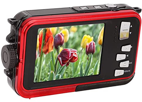 Appareil Photo Numérique Sous-Marin étanche 2.7K Full HD 48MP 10ft, Double écran Zoom 16X avec Enregistreur Vidéo (Rouge)