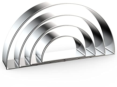 Half Circle Semicircle Cookie Cutter Set Large - 5 Inch, 4 Inch, 3 Inch, 2 Inch - Watermelon Frame Plaque Cookie Cutters Shapes Molds - Stainless Steel