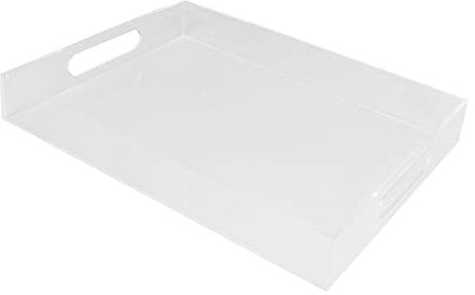 jojomis Bandeja de acrílico para mesa, elegante, rectangular, organizador de maquillaje para cocina, oficina, 40 x 60 x 5,5 cm, transparente