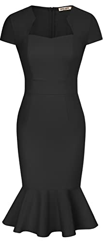 GRACE KARIN Women's Elegant Work Office Business Boat Neck Fishtail Dress Cap Sleeve