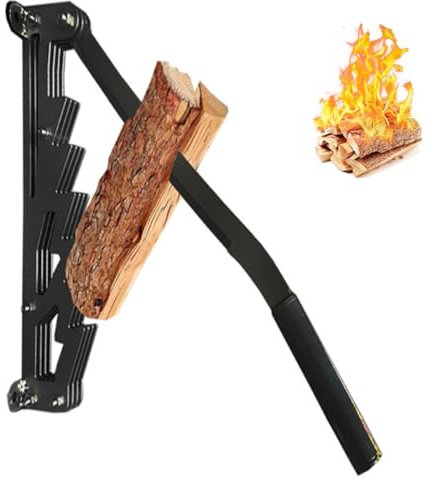 Wall Mounted Kindling Splitter for Wood,Portable Manual Firewood Log Splitter,High Carbon Steel Safe Manual Log Splitter with Adjustable Handle Angle 180°, for Home, Outdoor