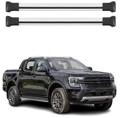 OMAC Dachträger für Ford Ranger T6 P703 2022-26 Aluminium 2 Stangen Silber | bis 75 kg Traglast, Querträger, Grundträger