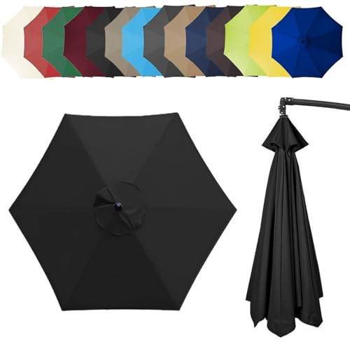 6.4ft/8.8ft/9.8ft (200/270/300cm) Replacement Parasol Garden Patio Umbrella Fabric Canopy Cover, Heavy Duty Polyester Fabric Outdoor Shade Canopy Cover For Market Table Cantilever Parasol Top Cover(Co