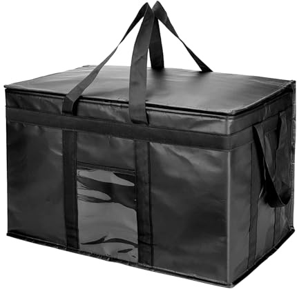 Yalin XXXL stor isolerad kylväska, styrofoamkylväska för att hålla mat varm eller kall, återanvändbar matleveransväska med dubbel blixtlås för livsmedelsshopping, (BxHxD) 58 x 38 x 35 cm / 23 x 15 x