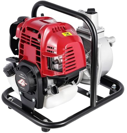 Tagtuell Benzin Wasserpumpe, Gartenpumpe, Benzin Pumpe mit 38cc Motor und 7m Ansaughöhe, Pull Start, Tragegriff