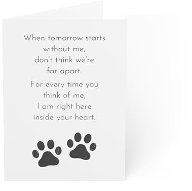 Tarjeta de condolencias para mascotas, conmemorativo sincero por la pérdida de mascotas, diseño de huellas de patas, 15 x 20 cm, fabricada en el Reino Unido, incluye sobre blanco, interior en blanco,