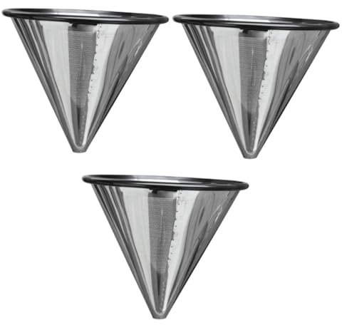 Amosfun 3 Pièces passoire à café en forme de cône filtre à café réutilisable filtre café reutilisable cafetières à portion individuelle goutteur de tasse à café filtre à thé Silver