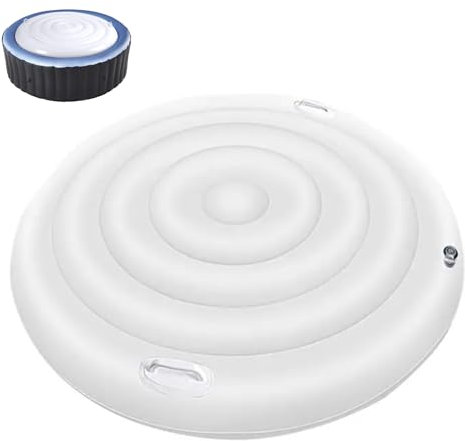 Kocusu Whirlpool Abdeckung Rund 160CM,Aufblasbare Poolabdeckung mit 2 Griff, Verstärkte Thermoabdeckung,Regenfest Und Reißfest für Outdoor,Winddicht,Schneeschutz