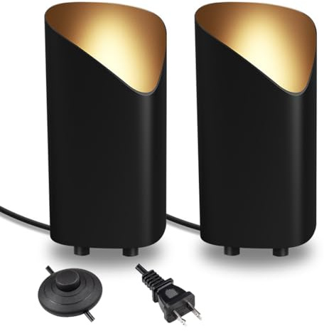 DZQWLL 2er-Pack Up Lights Bodenleuchte für den Innenbereich, 9 W Bodenbeleuchtung, mit 3000 K GU10-Glühbirnen, Bodenstrahler, Innenstrahler für die Inneneinrichtung, 5,9 Fuß langes Steckerkabel und Fu