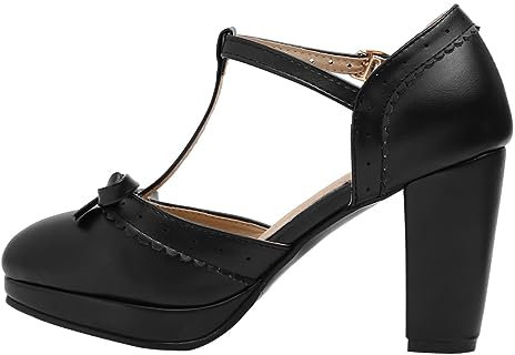 GALPADA Chunky Heel Sandals for Women High-Heeled Sandals Bowknot Closed Toe Summer Heels Beach Footwear Black