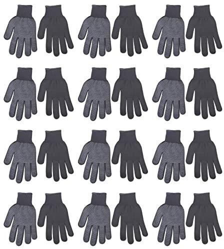 Zdprkqzvz 12 Paar Stringstrickhandschuhe mit Griffpunkten, 24 Stück, Nylon-Arbeitshandschuhe, wiederverwendbar, gepunktet, Arbeitshandschuhe