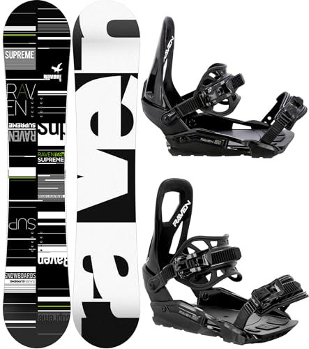 RAVEN Snowboard Set: Snowboard Supr Black/Green + Bindung s230 Black (151cm + s230 Black S/M)
