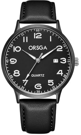 CIVO Herren Uhr Analog Armbanduhr: Groß Zahlen Quarzuhren - Schwarze Wasserdicht Herren Uhren mit Lederarmband