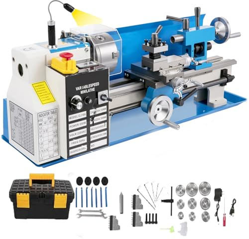 Furvveerr Tour à Métaux Haute Précision 18x36cm/Amélioré, Mini Tour en Métal, 50-2500tr/min à Vitesse Variable Pour Machines de Travail Des Métaux(18x36cm/Amélioré)