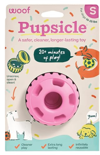 WOOF Pupsicle Interactive Dog Ball Toy for Dogs Small 10-25 lbs - Pink | Long-lasting enrichment toy for small dogs, easy-fill design, low-mess play, made of natural rubber, easy to clean