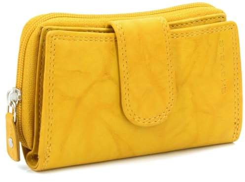 ekavale Damen Portemonnaie RFID Schutz – Kompakte Geldbörse aus Echtleder für Frauen – Brieftasche mit vielen Kartenfächern und extra Münzfach – Stilvolles Accessoire für den Alltag (Antik-Senf)
