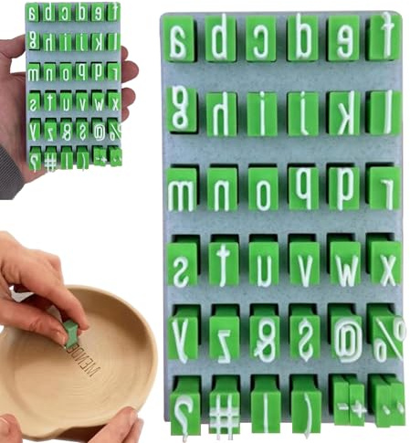 38 Timbri Lettere Alfabeto, Set Di Stampi Lettere Maiuscole Minuscole E Simboli Per Argilla, Pasta Di Zucchero, Biscotti