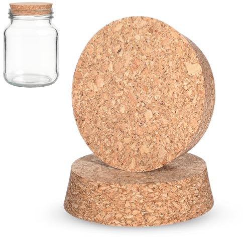 Apausvcm 2 Stück Konische Korkstopfen,Großer Korkstopfen,Natürlicher Weicher Holzkorken,Runder Korkverschluss,Ersatzkorken,für Glasflaschen Einmachgläser Einmachgläser Töpferwaren DIY Bastelarbeiten