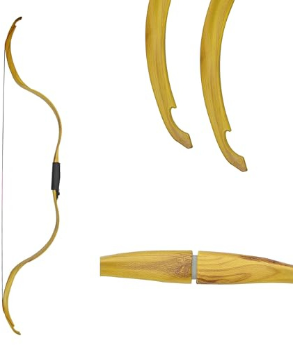 FQH Bogenschießen Recurve-Bogen Abnehmbare traditionelle Jagd Langbogen 20lb Für Erwachsene Anfänger Jagd Ziel Bogenschießen (Links und rechts) (Gelb)