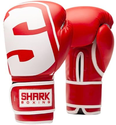 SHARK BOXING Guantes Boxeo Hombre, Mujer, Unisex SKF 3.0 | 14oz, 12oz, 10oz, 16oz | Guantes Muay Thai, Kick Boxing, Boxeo (Rojo, 12oz)