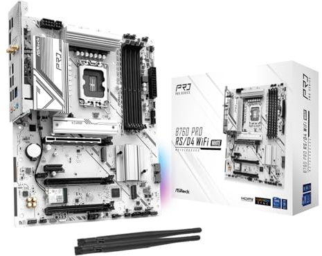 ASRock B760 Pro RSD4 WiFi White Micro-ATX Motherboard - Intel LGA1700, DDR4, 2.5G LAN, WiFi 6, PCIe 4.0, USB 3.2 Gen2x2 Type-C, ARGB