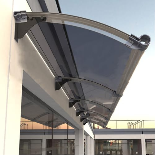 Auvent de Porte et fenêtres, Auvent de Grand réservoir d'eau en Alliage d'aluminium, auvent d'abri de Pluie, Protection UV Pluie Neige Marquise en Polycarbonate (45x100cm/18x39in,A)