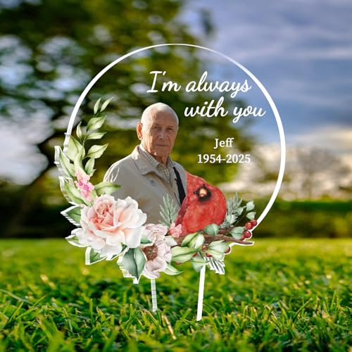 Personalized Photo Picture Memorial Garden Stake Plate Plaques, Custom Photo In Loving Memory of Grave Marker Sign for Outdoors, Memorial Sympathy Remembrance Gifts for Loss of Loved One